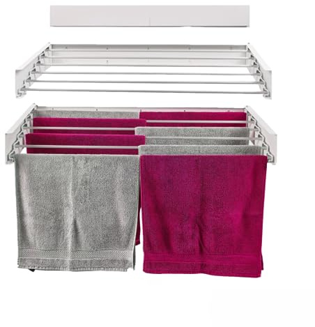 Foxydry Hide, wandwäschetrockner, einklappbar, platzsparend, 101 cm | aus Stahl, einziehbar, klappbar, platzsparend, für Innen und überdachten Außenbereich, trägt 25 kg, weiß