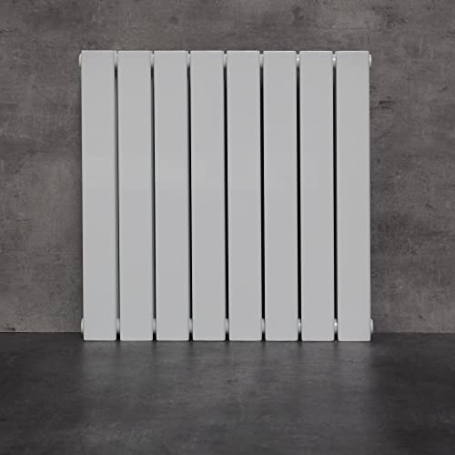 WITEN&NOCK Design Heizkörper Flach Paneelheizkörper Horizontal 600x600 mm, Heizung Badheizkörper für Badezimmer, Flachheizkörper mit Seitlichen Anschlüssen 444 Watt Weiß einlagig