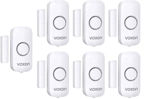 VOXON Türalarm Fensteralarm, Einbruchschutz Türalarmsensor, 2-in-1-Alarm und Türklingel,, Drahtlose Home Security Alarmanlage für Haus, Hotel, Schwimmbad, Garage（7er-Pack）