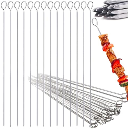 Grillspieße 30 Stück, Grill Kabob Spieße 36cm*2.5mm Quadratisches Edelstahl Lange Spieße Schaschlikspieße Fleischspieße, für Lagerfeuer Oder Grillschale