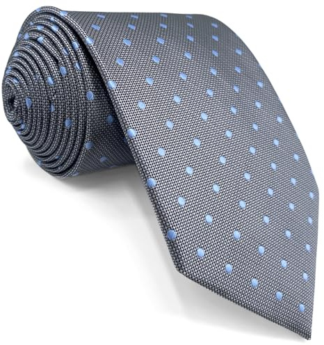S&W SHLAX&WING Neu Entwurf Punkte Herren Krawatte Grau Blau Seide Geschäftsanzug Classic