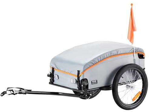 VEVOR Fahrradanhänger 45kg Tragkraft Transportanhänger faltbar und kompakt verstaubar mit Universalkupplung wasserdichte Abdeckung 40cm Räder sichere Reflektoren passend für 558,8-711,2mm Fahrradräder