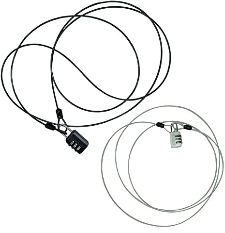 NOMEY 2er Set Sicherheitskabel Geflochtene Schlaufenkabel Verriegelungskabel doppelt geschlungenes Edelstahl-Sicherheitsschlosskabel Reisen Stahlkabel Sicherung für Fahrrad Motorrad, (D80120260)