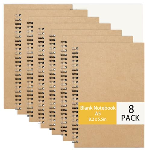 Yoosso Notizbuch A5 Blanko, Vokabelheft A5 Spirale Notizblock Tagebuch Schreibblock Zeichenblock für Studenten Erwachsene Schreiben Notizen Lernen (50 Blatt/100 Seiten)