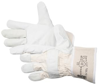 Jah Rindvollleder‑Handschuh mit Segeltuchstulpe – gefüttert & robust – für Bau, Metall, Entsorgung