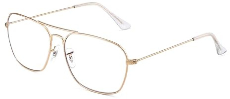 JM Flieger Blaues Licht blockiert Computer Brillen, Platz Augenschutz Video Eyeglasses Anti Blendung Damen Herren(Goldrahmen Klar Tempel Tipps)