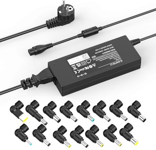 90W Universal Netzteil Ladegerät Laptop Ladekabel Kompatibel mit HP, Lenovo, ASUS, Acer, Dell, Samsung, Toshiba, Sony, Fujitsu Laptops | 18V-20V, 4.74A Max, 15 Stecker