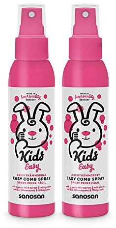 sanosan Leichtkämm Spray für Kinder - Leichtkämmspray mit Bio Olivenextrakt & Milchprotein im 2er Pack (2x 125 ml) - Haarpflege, Pflegespray