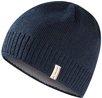 VAUDE Mütze Edo Beanie III in Blau – Warme & atmungsaktive Wintermütze - Unisex Beanie-Mütze in Rippstrick-Optik - Thermomütze ausgekleidet mit weichem Fleece - Made in Germany