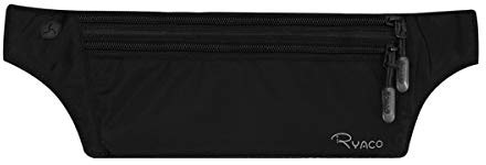 RYACO Geldgürtel für Damen und Herren, Versteckt Bauchtasche Flach mit RFID Blocker, Bauchtasche Diebstahlsicher für Reisen unter Kleidung Tragbar - Schwarz
