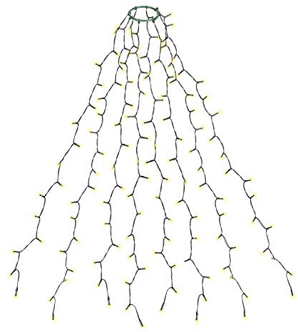 SALCAR Weihnachtsbaum Lichterkette 1,5m 200er LED mit 8 Girlanden, Warmweiß | Christbaumbeleuchtung mit Ring für 90 bis 180cm Tannenbaum, IP44 Wasserdicht, 8 Modi, Timer & Memory-Funktion, Außen & Innen