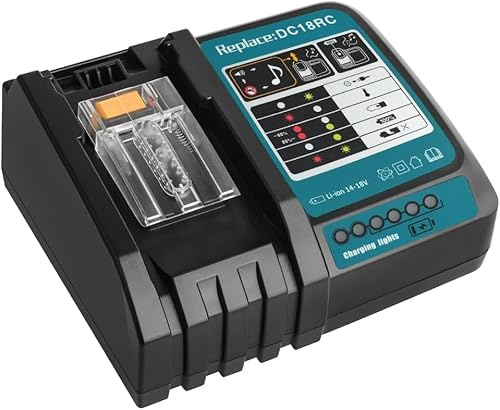 Waitley Schnellladegerät DC18RC kompatibel mit Makita Ladegerät 18V/14,4V Akkus – Ersatz für Makita DC18RA DC18RD – Für BL1830B BL1850B BL1860B mit Mehrfachschutz