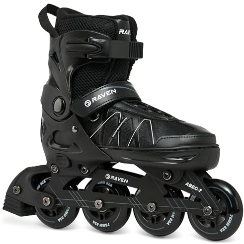 RAVEN Expert Inline Skates Inliner für Kinder und Erwachsene verstellbar (Black, 40-43 (25,5-28cm))