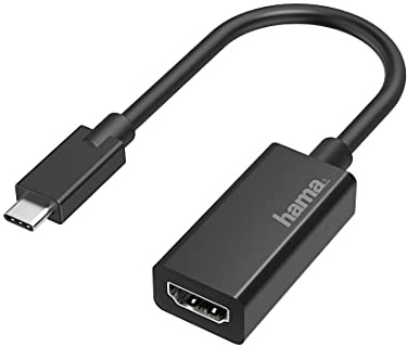 Hama USB C auf HDMI Adapter, 4K Ultra HD 30 Hz (USB C Adapter zum Anschluss von PC, Laptop, MacBook, Tablet, iPad an Monitor, TV, Beamer, kompatibel mit Thunderbolt 3, 4, 5, edles Gehäuse), schwarz