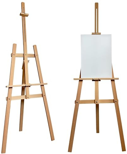 XXL Staffelei Groß 170 cm aus Buchenholz. Verstellbare Holzstaffelei für Leinwand bis 100 cm – Atelier-Staffelei für Malerei, Präsentation, Hochzeit, Events & Ausstellung