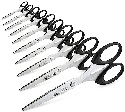 Rapesco 1579 Business Pack: 10 Essential 16cm Edelstahlscheren, Schwarz