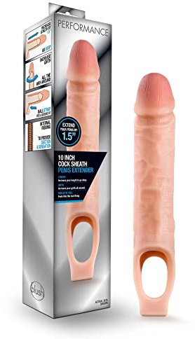 Blush Novelties Performance Penisverlängerung X5 Plus, ultraweich, 25,4 cm, Verlängerung um 3,8 cm, Verdickung bis 5,1 cm, lebensecht, Sexspielzeug für Männer, Beige