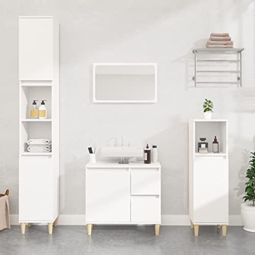 BaraSh 3-TLG. Badmöbel-Set Weiß Holzwerkstoff BadmöBel-Set MöBel Badezimmer