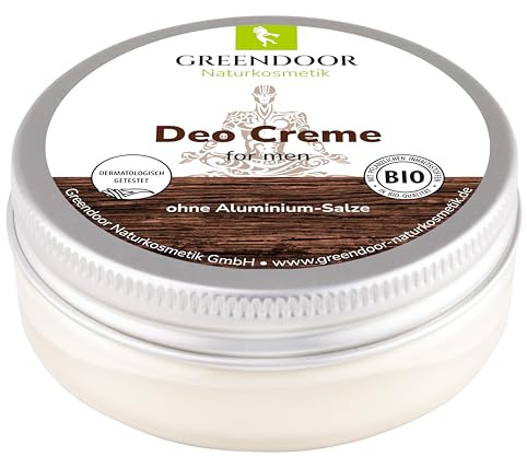 GREENDOOR kraftvolle Männer Deo Creme 50ml, für 6 Monate ohne Körpergeruch, natürliches Deodorant mit männlichem Duft, anti Schweißgeruch ohne Aluminium, Natur Kraft für frische Achseln, vegan