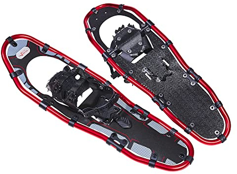 BLACK CREVICE Alu Schneeschuhe Herren & Damen I Schneeschuhe zum Wandern mit Aluminiumrahmen I Schnee-Schuhe mit einstellbaren Fersenriemen I DREI versch. Größen für untersch. Tragkraft