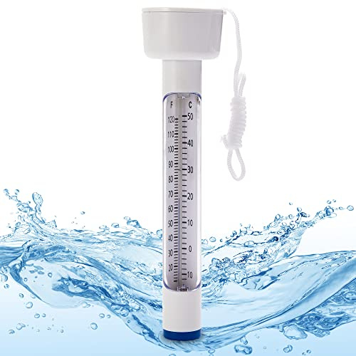 HECHT Pool Thermometer Weiß – schwimmendes Wasserthermometer mit Schnur | Zum Messen der Wassertemperatur in Pool, Badewanne, Schwimmbad & Teich – für Innen und Außen
