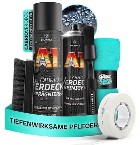 Dr. Wack A1 Cabrio Verdeck-Reiniger + Imprägnierer je 400 ml - Premium Cabrio-Reinigungs- & Imprägnierspray für alle Verdeckarten I Für eine intensive Reinigung & schonende Pflege I 6-teilig