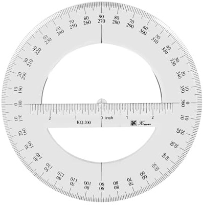 Kreis Winkelmesser 360 Grad Winkelmesser Lineal Mathe Geometrie Werkzeuge für Schule Klassenzimmer Büro Zeichnen Messgeräte, 20cm