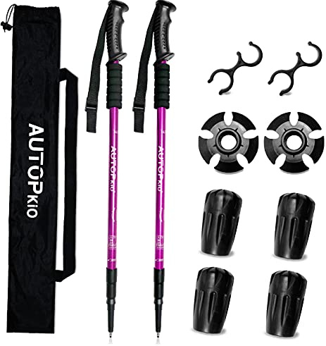 AUTOPkio Walking Stöcke Trekkingstöcke, Nordic Walking Stöcke Verstellbar Aluminium Anti-Schock Laufstöcke mit Eva Schaum Griff für Trekking Damen Kinder Herren Senioren