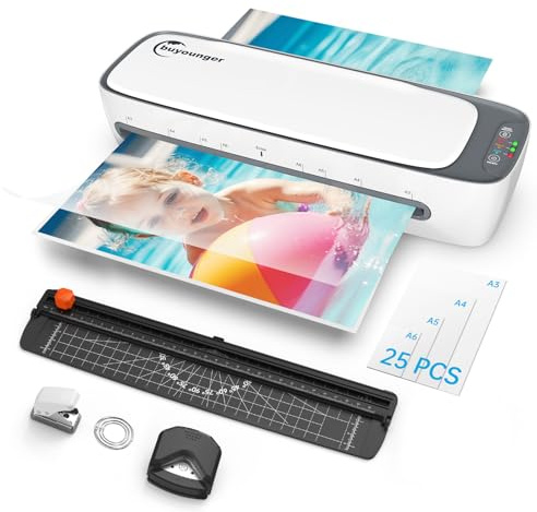 Laminiergerät, Laminiergerät A3 A4 Mit 25Pcs Laminierfolien, 6-in-1 Laminiergerät A3 A4 A5 A6, Laminator Mit papierschneider Eckenabrunder, Laminiermaschinen Für Fotos Für Den Heimgebrauch Büro Schule