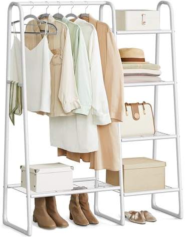 SONGMICS Kleiderständer, Wäscheständer mit 5 Ablagen, Metallrahmen | 40 x 101,7 x 153,3 cm, für Schlafzimmer, Wohnzimmer, Eingangsbereich, wolkenweiß, PATAYE Kollektion HSR138W01