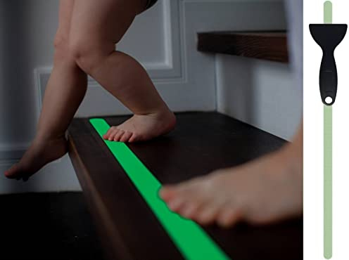 cocofy Fluoreszierende Anti Rutsch Streifen Leuchtend Aufkleber Treppe, nachleuchtendes Klebeband, XXL (75x3 cm), für Treppenstufen innen, Antirutsch Sticker - 18-Pack