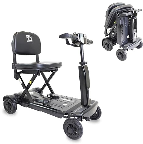 PEPE Mobility Elektromobil für Senioren, Klappbares Seniorenmobil mit 10Ah Lithium Batterie, Elektroroller 7 km/h für Erwachsene, Leichtes Mobilitätsscooter mit LED Licht und Hupe