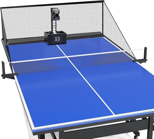 OUKANING Automatische Tischtennismaschine mit Fernbedienung 100 Bälle & Netz, Tischtennis-Roboter, Ping Pong Ball Wurfmaschine 35-90 Balls/Min, 10 Modi & Doppelrad-System, Ping Pong Ball Maschine