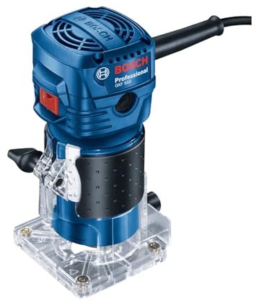 Bosch Professional Kantenfräse GKF 550 (inkl. Parallelanschlag, Rollenführung, Grau, 2x Schraubenschlüssel (17mm, 10 mm), im Karton)