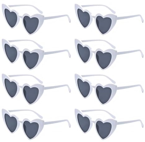 Vintage Herzform Sonnenbrille für Damen - 8 Stück, Partybrille für JGA, Hochzeit, Halloween & Weihnachten