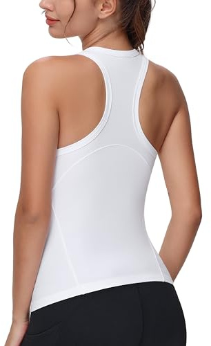 THE GYM PEOPLE Damen Racerback Tank Tops Slim Fit Sport Yoga Ärmellos Shirt | Ohne integrierten BH, Slim Fit, 4-Wege-Stretch, Atmungsaktiv, Schnelltrocknend, Basic Gym Oberteil für Laufen Tennis Golf