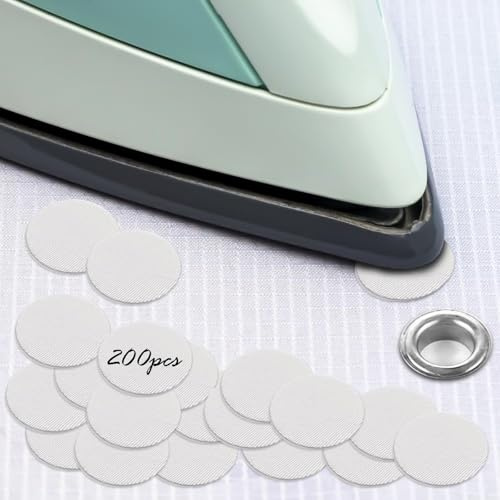 200 Stück Aufbügelbar Ösenpatch: Ø 20 mm Ösen Bügelflicken, Aufbügel Patches Zur Verstärkung, Ösen Bügelflicken Zur Verstärkung oder Reparatur bei Ausgerissenen Ösen