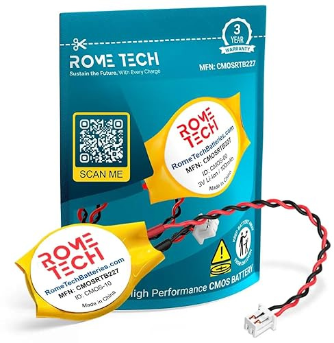 Rome Tech CR1632 CMOS Akku für Lenovo ThinkPad X240, X240I, X240S | X250 - Laptop-Backup BIOS RTC 3 V CR1632 mit 2-adrigem Kabel (1 Stück)