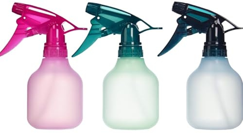 Dilara Professionelle Sprühflaschen klein - 200ml für Pflanzen, Blumen und Friseurbedarf - Leere Sprühflasche (Grün, Lila und Pink)