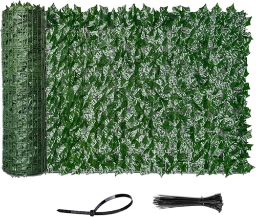 Vinclus Künstliche Efeu Garten Sichtschutz,Balkon Sichtschutz,Künstliche Efeu Blatt Dekoration für Gartenhecken Balkon Außendekoration 100 x 300 cm