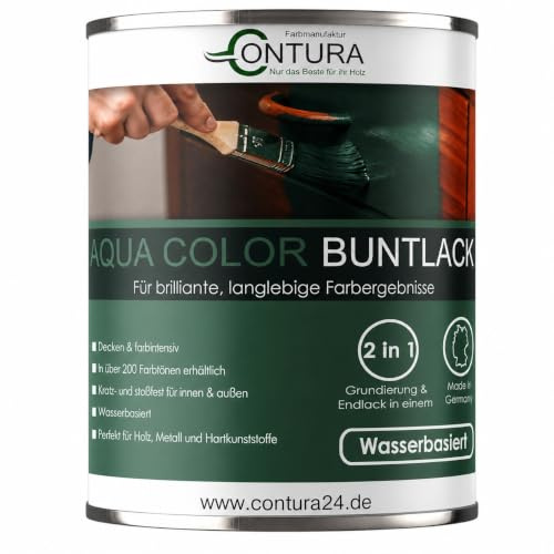 Contura Buntlack Lackfarbe 750ml Lack Außen Innen Holz 2in1 Metall Farbe Holzlack Möbellack (RAL 8015 Kastanienbraun)
