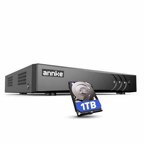 ANNKE 3K/5MP Lite 8 Kanal DVR Recorder mit 1TB Festplatte, 5 in 1 Überwachungssystem DVR Recorder für Analog/AHD/TVI/IP CCTV Kamera, Intelligente Person- und Fahrzeugerkennung, E-Mail-Benachrichtigung