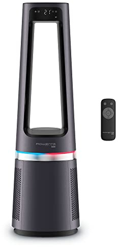 Rowenta QU5062 Eclipse 3in1 Luftreiniger, Heizlüfter, Ventilator, filtert 99,9% der Partikel, für 30 m2 Raumgröße, schnelle Heizung bis zu 35°C, automatischer Tag- und Nachtmodus, Schwarz/Grau