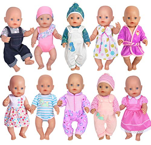 10 Sets Puppenkleider Outfits für 14 bis 16 Zoll Neugeborene Babypuppen und für 18 Zoll amerikanisches Mädchen