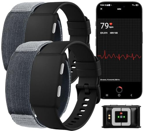 Newgen Medicals Smartwatch ohne Display: 2er-Set smarte Fitness-Tracker, App, 24/7-Erfassung, EKG-Überwachung (Smartwatches ohne Displays, Fitnessarmband ohne, Uhr)