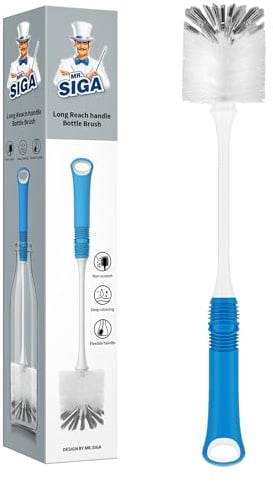 MR.SIGA Reinigungsbürste mit langem Griff Tassenbürste Flaschenbürste Bürste für Gläser Spülbürste Tüllenbürste mit Nylonborsten, 1er Pack