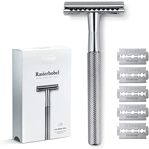 Rasierhobel · Brooklyn Soap Company · Hochwertiger Nassrasierer aus verchromten Metall · Für eine besonders präzise und schonende Rasur von Bart und Konturen