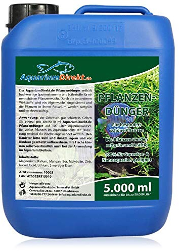 AquariumDirekt Pflanzendünger (Besonders schöne, sattgrüne und kräftige Aquariumpflanzen - Auch Garnelen- und Nanoaquarien geeignet - Spurenelemente, Nährstoffe), Größe:5 L