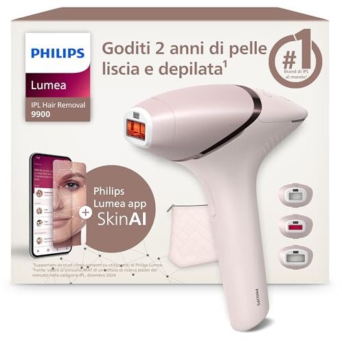 Philips Lumea IPL 9900 Series - IPL Geräte Haarentfernung für jahrelang seidig-glatte Haut* mit 3 Aufsätzen für Körper & Gesicht, kabellos, Alternative zur Laser-Haarentfernung (BRI953/02)
