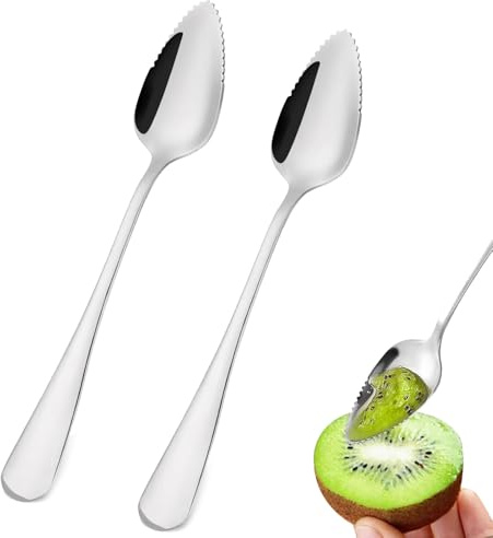 2 Stück Grapefruitlöffel,Grapefruit Löffel,Kiwi Löffel,Kiwilöffel,Kiwi Spoon,Löffel Mit Zacken,Grapefruitlöffel Edelstahl,Fur Kiwi,Äpfel,Grapefruits